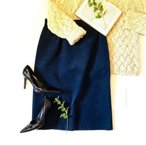 Vintage | Midnight Blue Ultra Suede Pencil Skirt